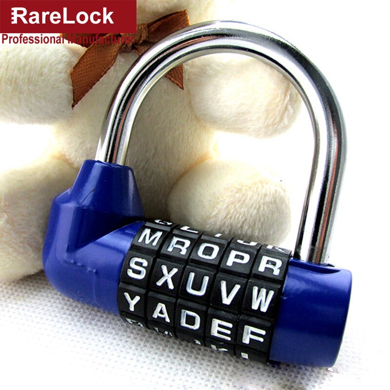 Candados de combinación de código con 5 letras para puerta, candados para gimnasio, Maleta, equipaje y bicicleta, Rarelock A