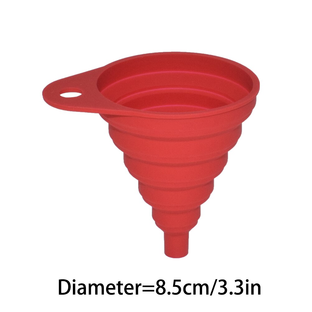 Car Universal Collapsible Silicone Auto Engine Funnel Gasoline Oil Fuel Petrol Diesel Liquid Washer Fluid Change Fill Transfer: Red-RDM