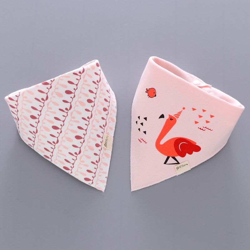 Baby Boy feeding Bibs Cotton Soft Burp Cloth for Infant Girl Flamingo Triangle Bib Children Bandana Bibs 2 Pieces/lot