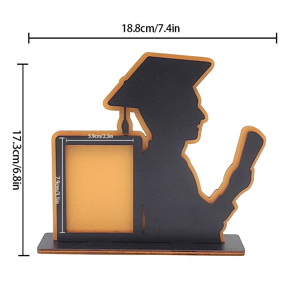 Vintage Graduation Theme Picture Frame Rustic Celebration Wooden Photo Frame Festival Handmade Picture Frame Stand