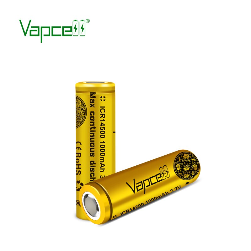 2pcs Vapcell 14500 battery 1000mah 3A mini lithium battery ICR14500 14500p For flashlights small power tools