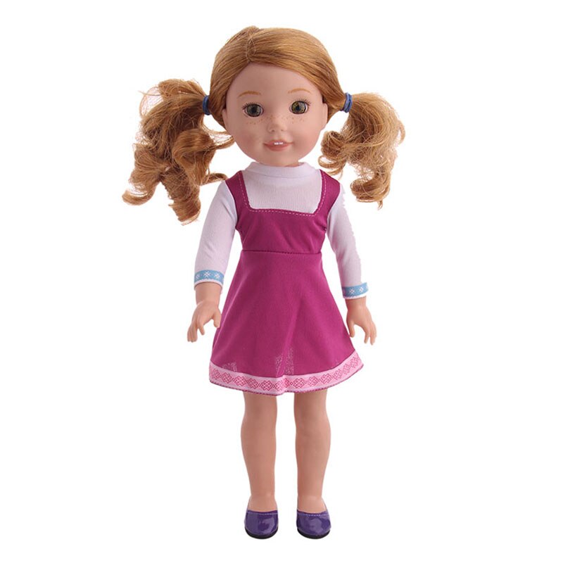 Luckdoll billig smuk 14 stilarter dukketøj kjole vælg til 14.5 tommer wellie wishers dukke og 14 tommer dukke og 1/6 dukke: N1645