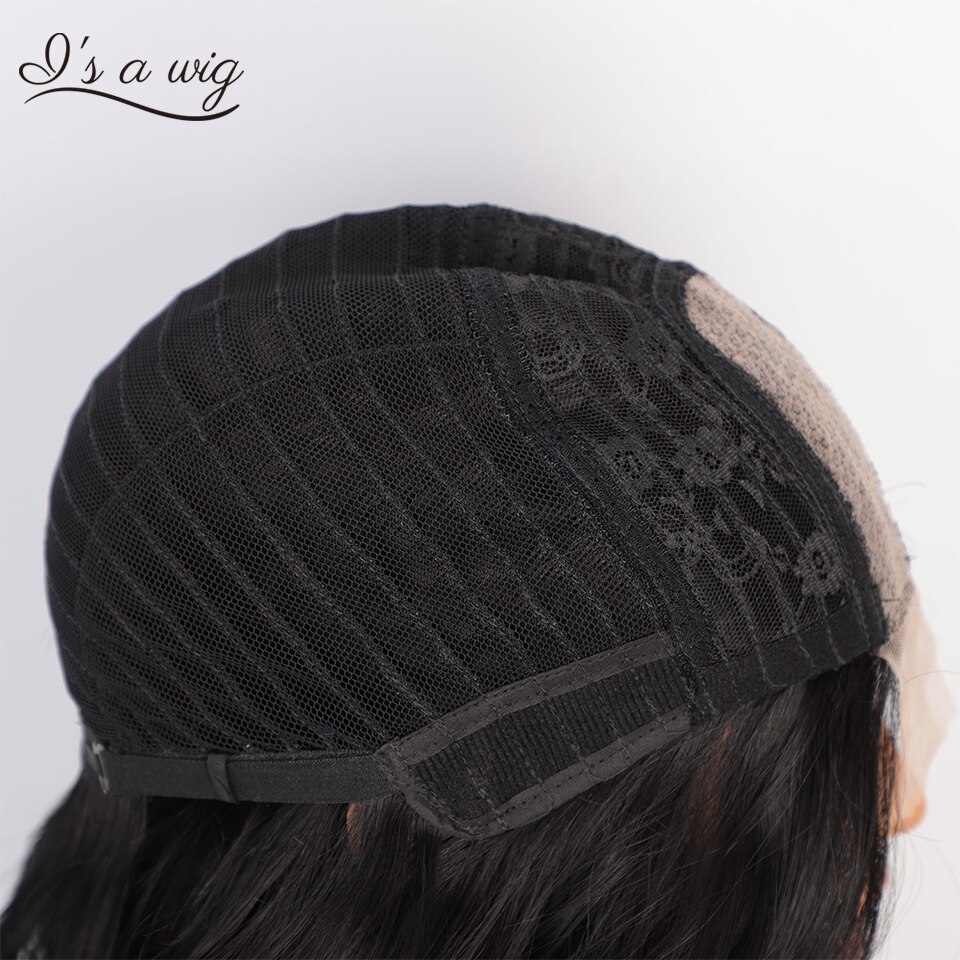 I's a perruque courte synthétique perruque noir eau vague partie moyenne cheveux pour noir blanc femmes naturel taille moyenne