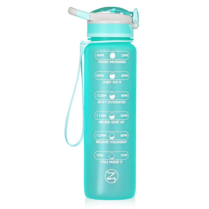 Zomake 1L/32Oz Motivatie Water Fles Met Stro & Tijd Marker, lekvrij & Bpa Gratis Flessen Water Fruit Zetgroep Voor Fitness