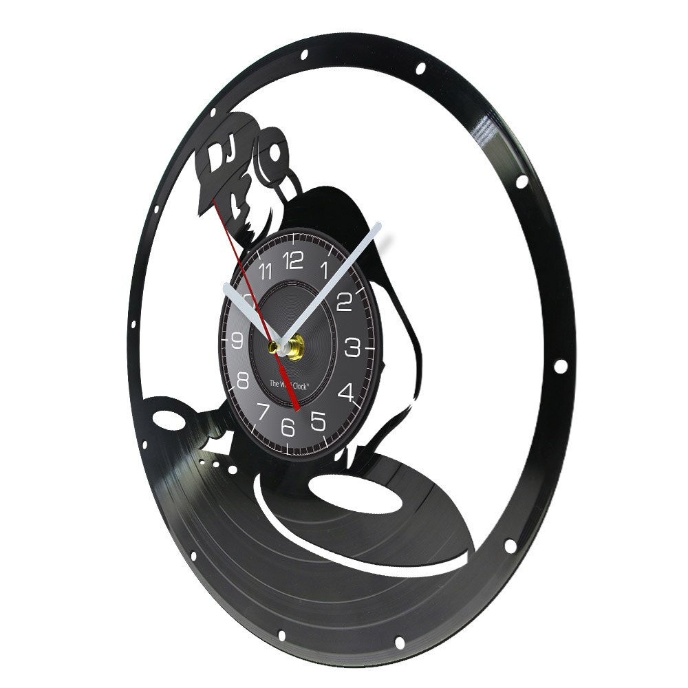 Horloge avec disque vinyle Vintage pour DJ | Décoration pour pièce de musique électronique disque de musique Jockey mixte, platine vinyle LP, horloge murale