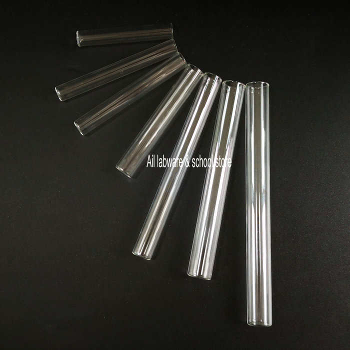 50pcs DIA 12/13/15/18mm Clear glass Test Tubes flat bottom test trial tube for Office School Chemistry Supplies