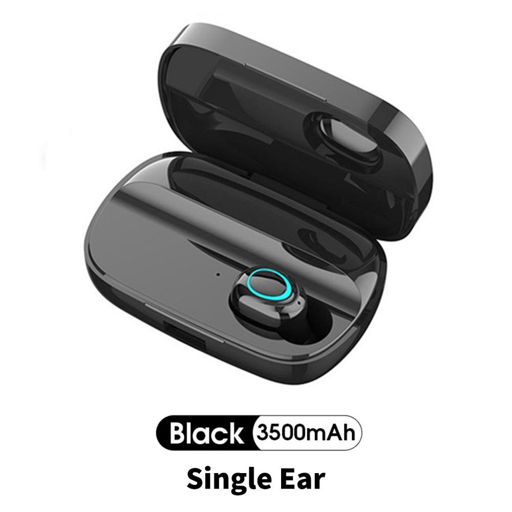 S11 tws bluetooth 5.0 fone de ouvido 3500mah caixa carregamento display led esportes à prova dwaterproof água fones toque redução ruído com microfone: S11 Single Ear Black