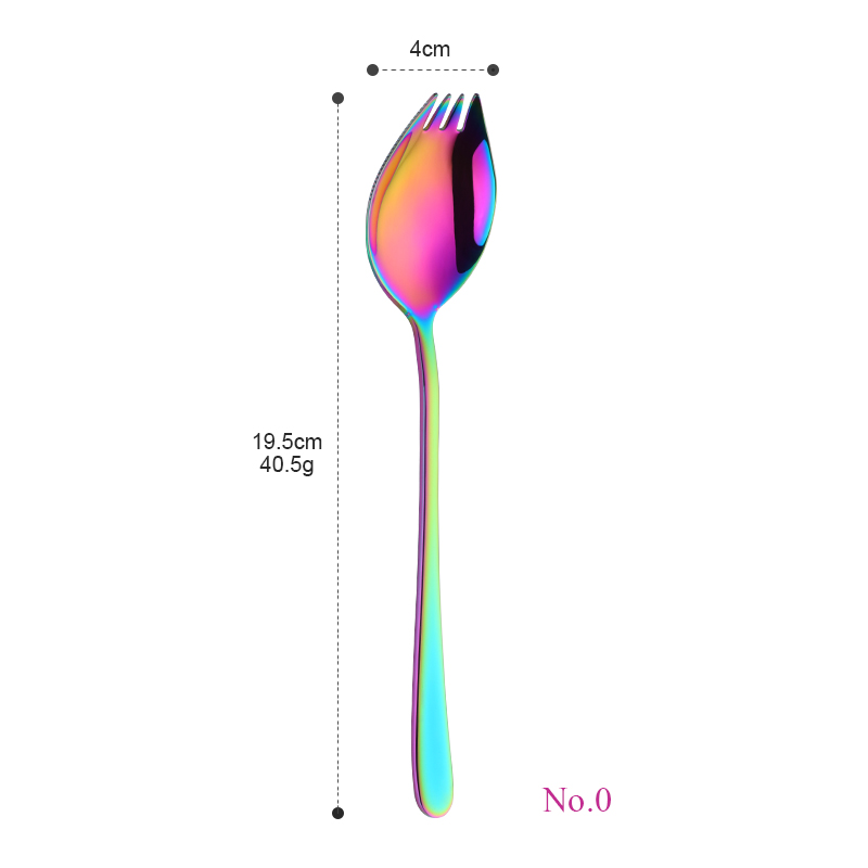 1PCS 3 EM Sporks 1 Design Criativo Ferramentas de Cozinha Utensílios de mesa de Aço Inoxidável Garfo de Sobremesa Colher Utensílios de Frutas Salada de Macarrão: Rainbow-1PCS