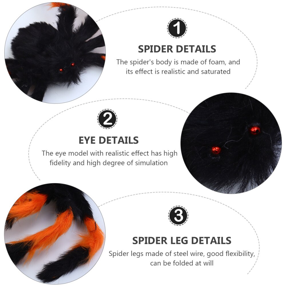 1PC Halloween Prop Ornament Funny Decorative Durable Scary Spider Prop for Cosplay Party Halloween