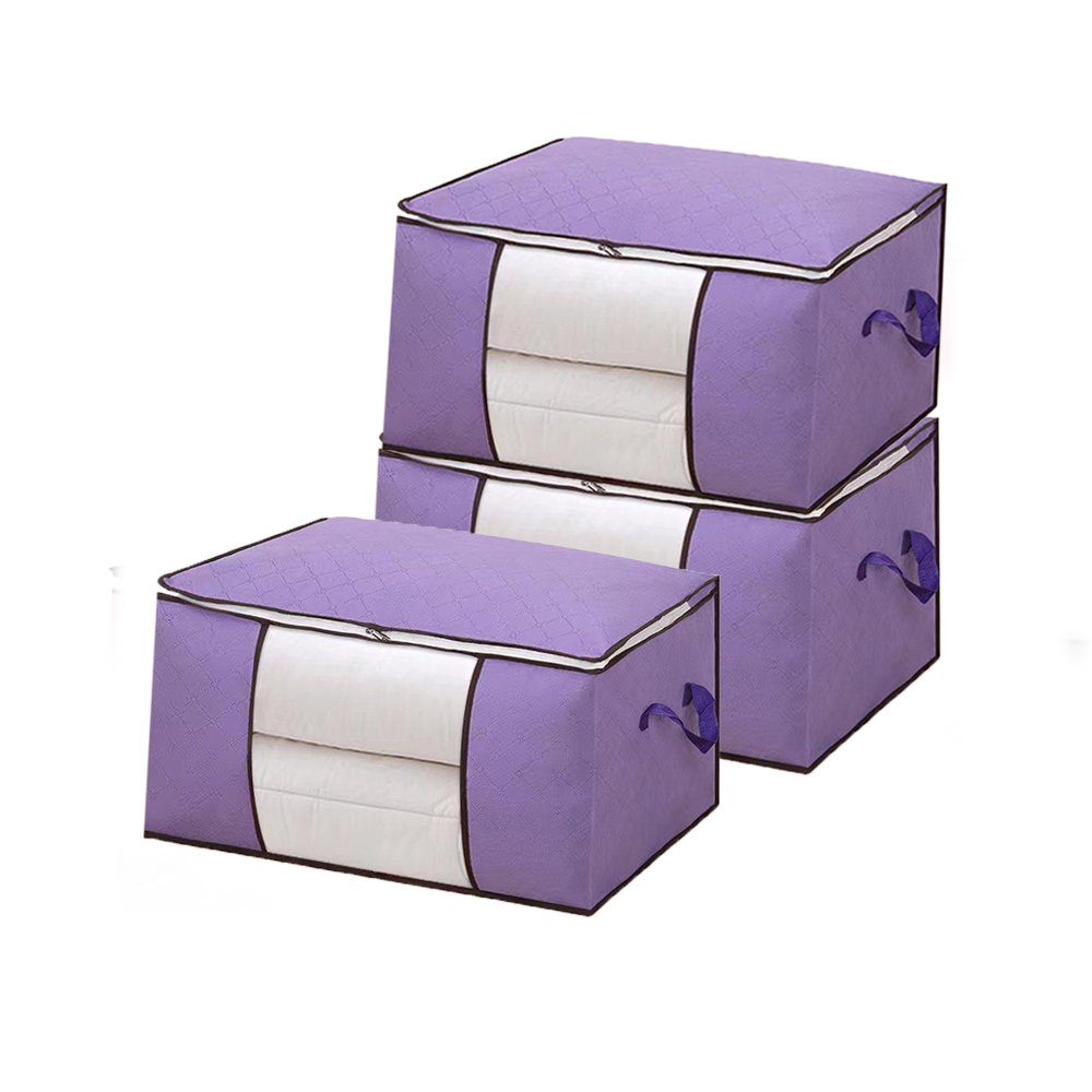 Clothes Storage, Foldable Thick Fabric Blanket Storage Bags, Storage Containers for Organizing Bedroom, Closet, Comforter: MULTI