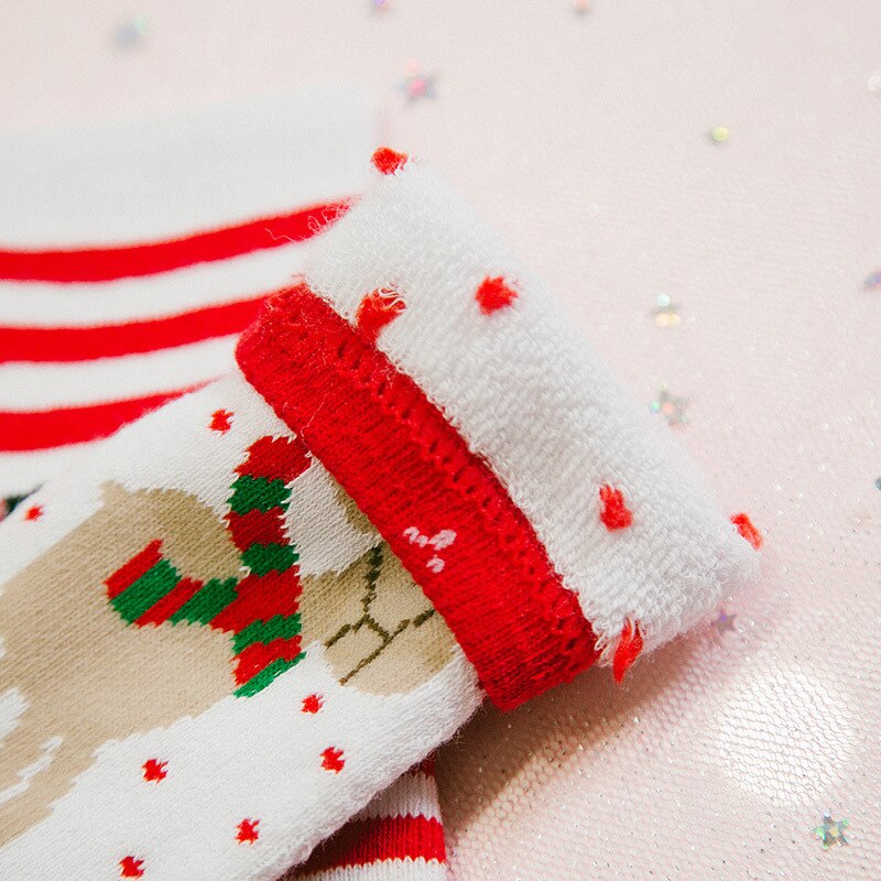 6 par/lote calcetines de Navidad para niños Otoño Invierno calcetines deportivos para niños de 1-8 años de edad Elk Santa Claus de Navidad