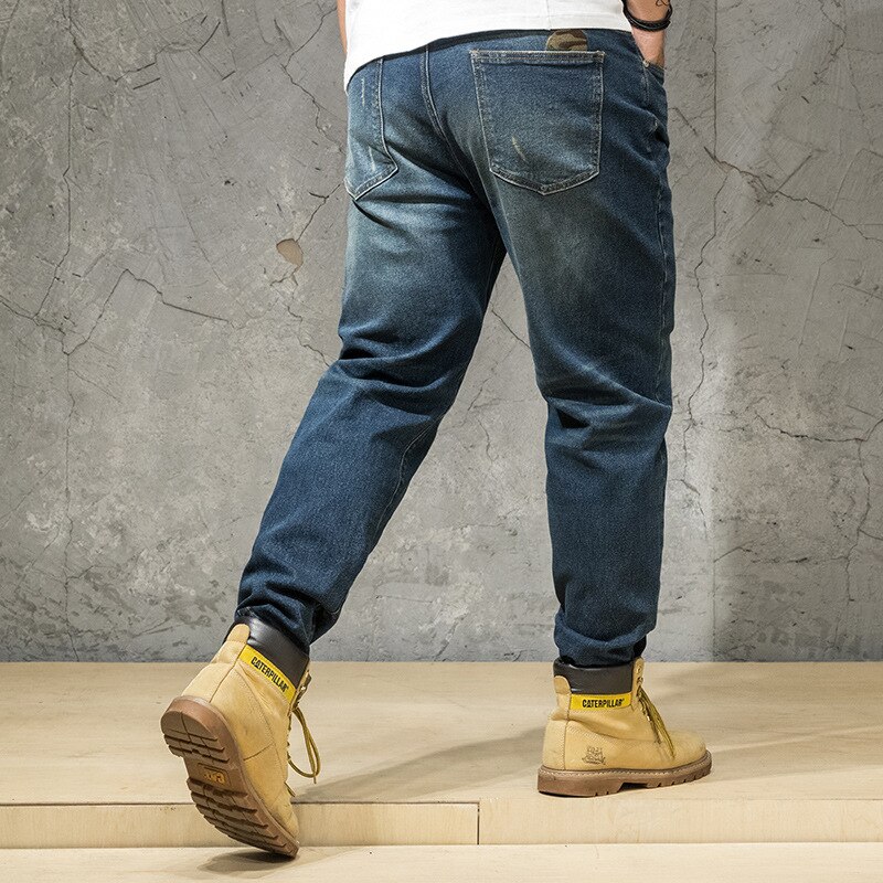 Nostalgische geborduurde oversized heren lente zomer jeans trendy lange casual plus size 30-42 44 46