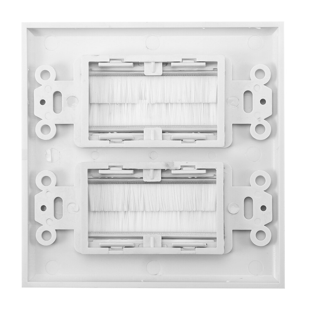 Single Gang White ABS Brush Plate Home Easy Install Wall Socket Multifunctional Outlet Mount Durable Panel Cable Pass Through