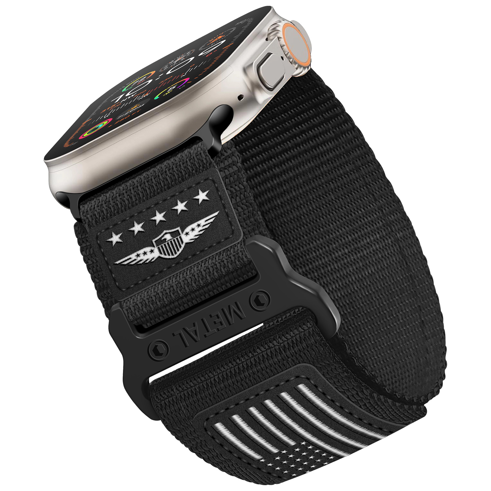 Sport Geweven Nylon Band Voor Apple Watch Ultra Band 49Mm 45Mm 42Mm 44 Mm Lederen Armband Iwatch Serie 9 7 6 5 4 8 Se Banden 44 Mm: L / Steenkool zwart