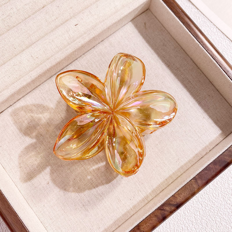 1/6 pièces coloré Transparent fleur 8CM pinces à cheveux pince épingle à cheveux Barrette épais mince cheveux accessoires pour les femmes: Orange