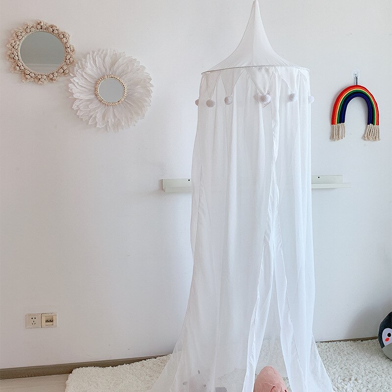Estilo nórdico de gasa de verano tienda niño ropa de cama Red de cama de cúpula redonda cortina hogar cama cuna juego de niños decoración de la habitación