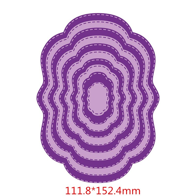 Nestet hjerte sirkel oval firkantet ramme sett metall skjærematriser til scrapbooking gjør-det-selv-album papirkort lage dekorasjon: H3711