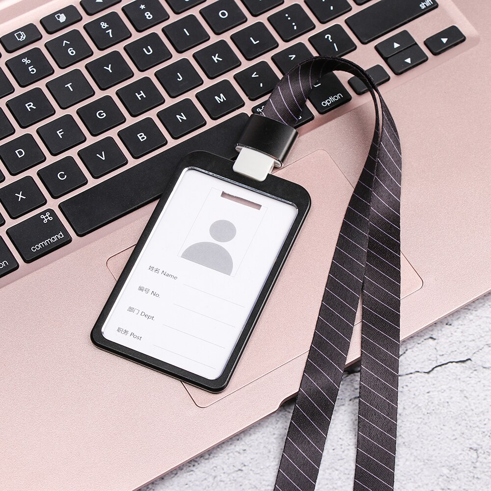 1PC Aluminum Alloy ID Badge Holders Business Bus Pass Card Case School Office Supplies With Lanyard