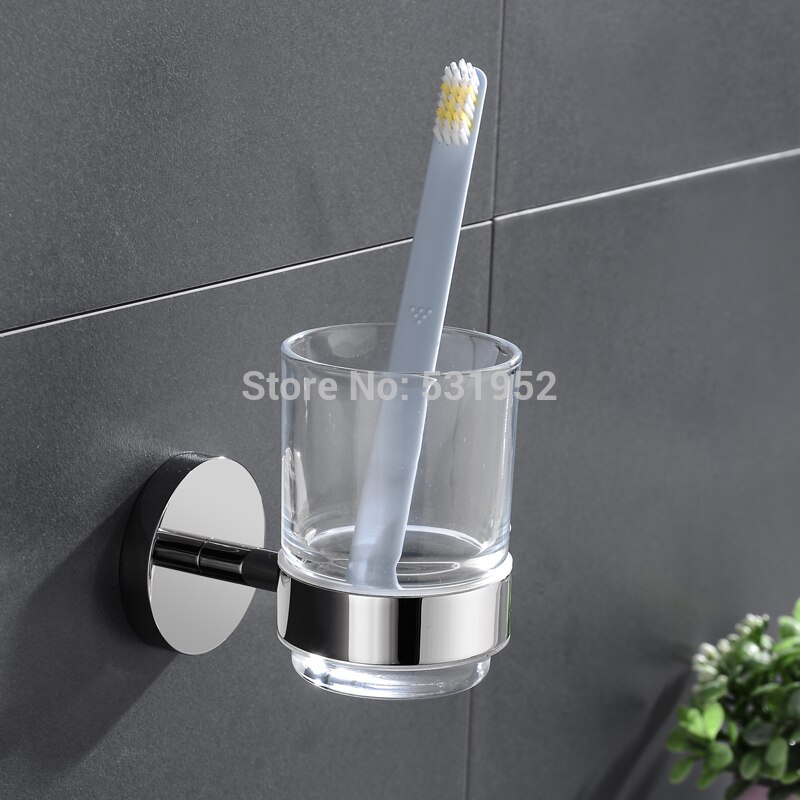 Porte-gobelet mural pour brosse à dents unique en acier inoxydable support de verre et poli, accessoires de salle de bain 304