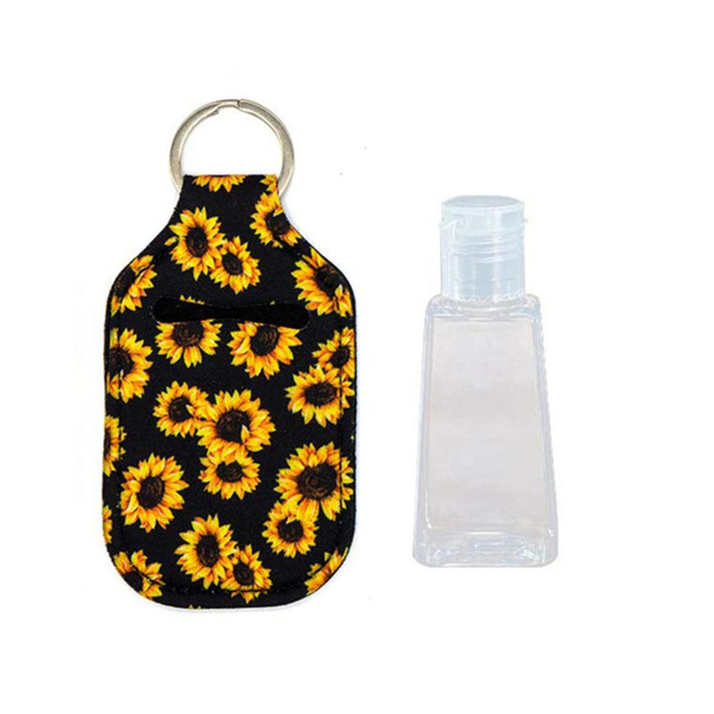 Hand Sanitizer Travel Bottle with leather case Refillable Containers 30ml Flip Cap Reusable empty bottles with Keychain Carrier: B