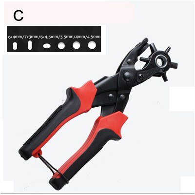 Outil de perforateur de trou de ceinture de ménage pour la maroquinerie en cuir ronde oblongue ovale trous fabricant poinçonneuse pince à main 6-en-1: C