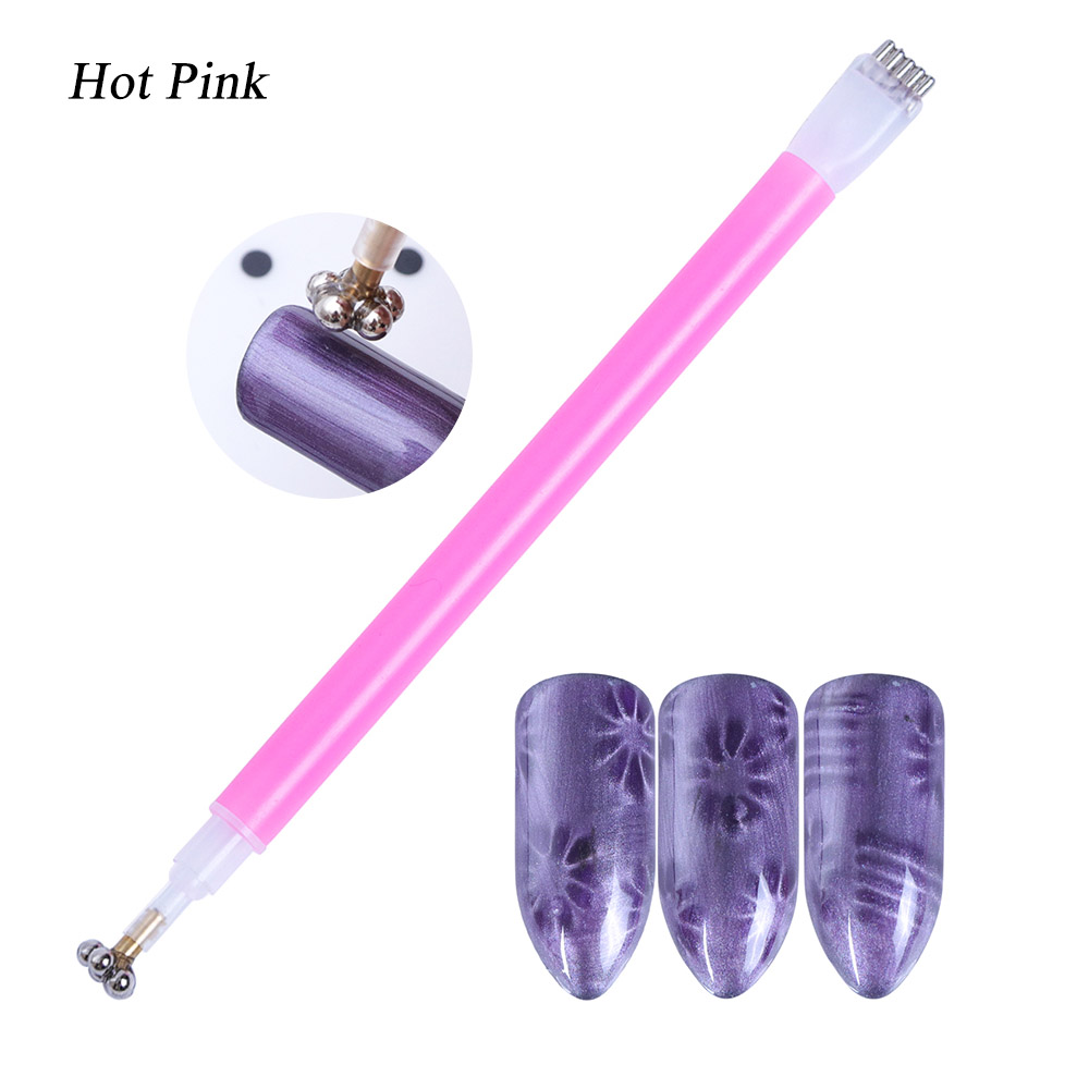 1 stücke Doppel Kopf Katze Auge Gel Magnet Stock Gebogene Linie Streifen 3D Entwürfe Für Polnische Nagel Gel Nagel Kunst Dekor Magnetische Werkzeuge LA035: heiß Rosa Magnet Kuli