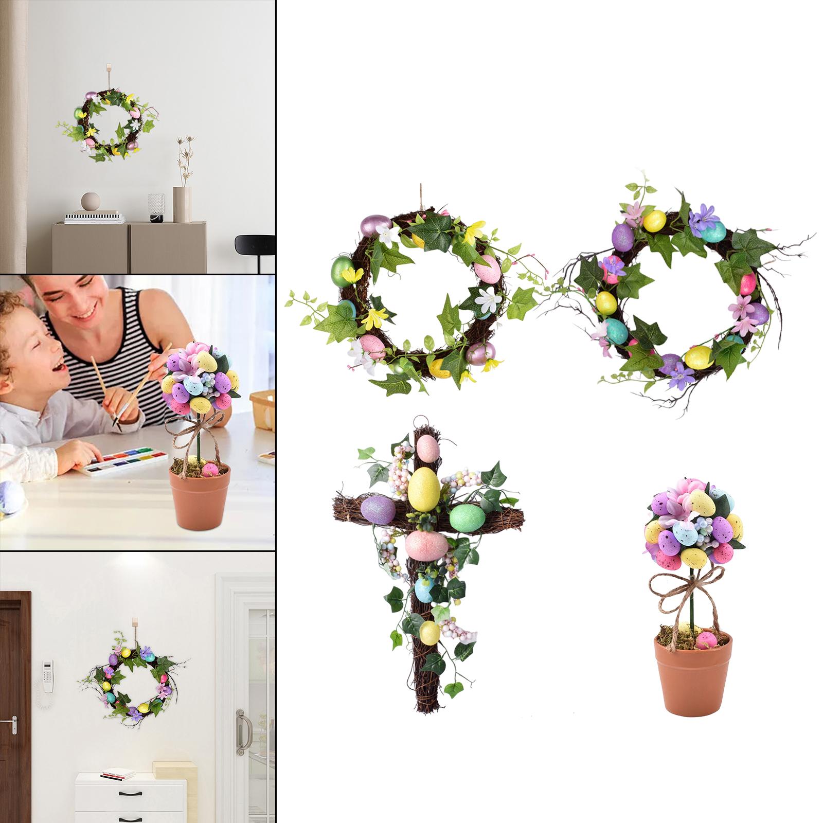 Décorations Pâques Couronne Fleurs - Guirlande Œufs Décoratifs Porche, Porte, Mur 70,87 Pouces