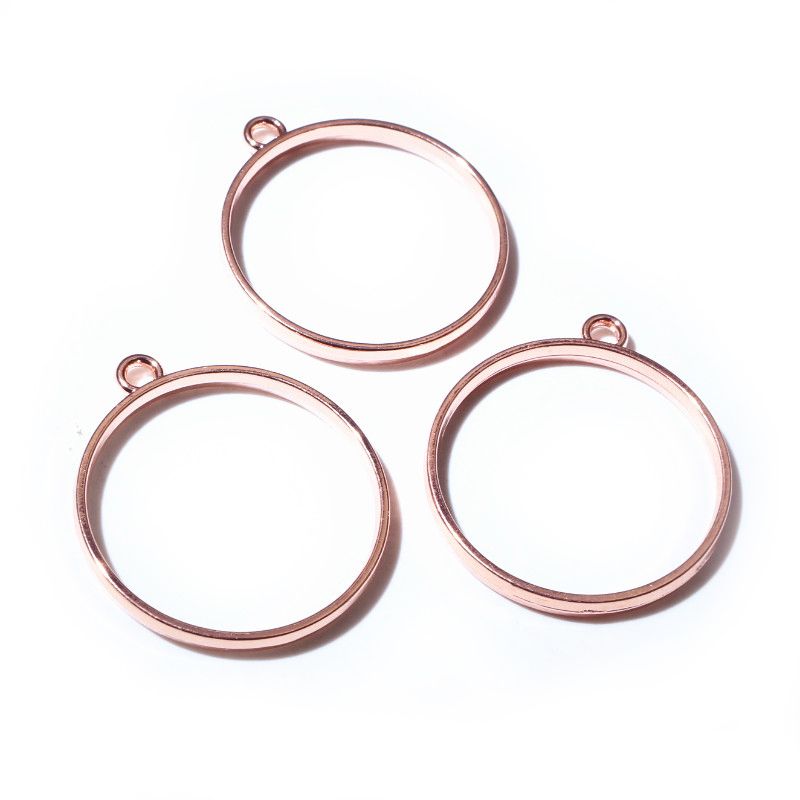 10 unidades, bandeja colgante de resina epoxi con marco metálico de aleación de Zinc hueco redondo de 34x29,5mm para accesorios de fabricación de joyas DIY: orange