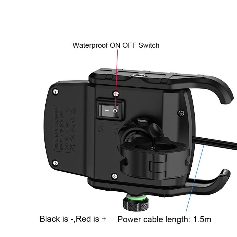 Waterproof 12V Motorcycle Phone Qi Fast Charging Wireless Charger Bracket Holder Mount Stand for iPhone Xs MAX XR X 8