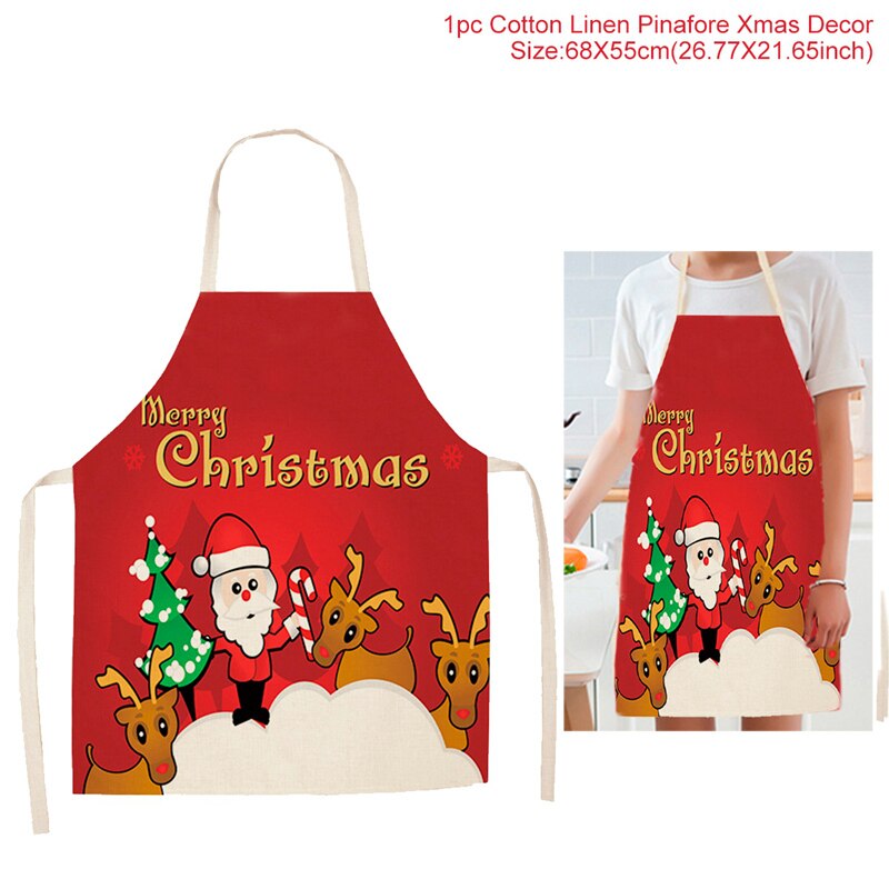 Tablier de noël joyeux noël treillis imprimé sans manches coton lin tabliers pour hommes femmes outils de nettoyage à domicile: Style 15