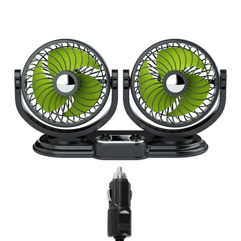 2022 5V 12V 24V Mini Dual Head Car USB Fan Low Noise For Air Vent Mounted Cooling Fan: 12V