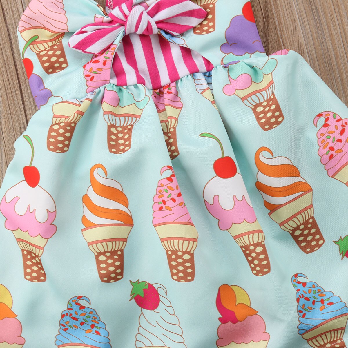 Citgeett sommer småbørn børn babypiger strop rygløs kjole is sundress sommer sødt grønt tøj