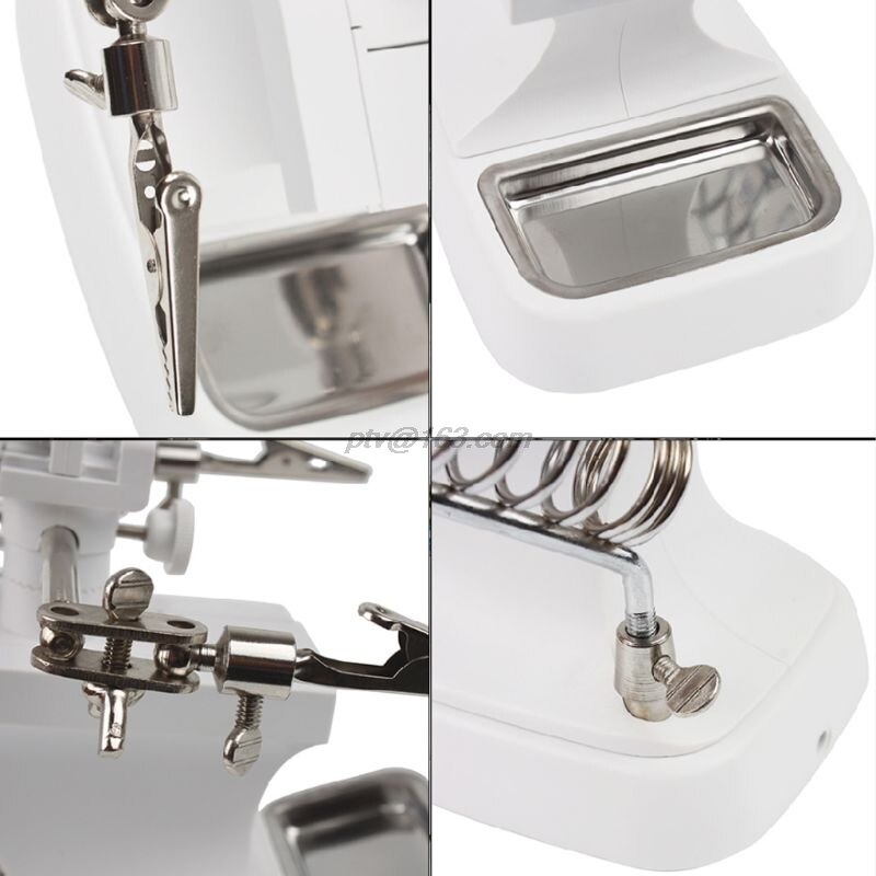 Rotating Hand Soldering Stand Welding Tool Magnifying Glass LED Light Alligator Clip Holder Clamp Multifunction For Repairment