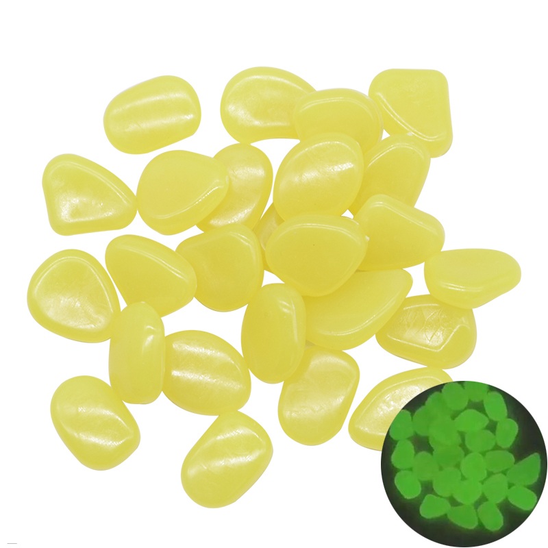 50Pcs Glow In The Dark Pebbles Glow Stones Rocks For Walkways Garden Path Patio Lawn Garden Yard Decoration Luminous Stones: Yellow
