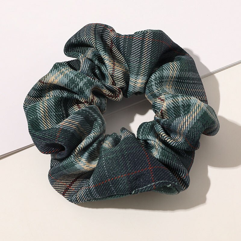 Vintage Bloemen Stof Haar Touw Haar Chouchou Meisje Bos Voor Vrouwen Elastische Haarband Paardenstaart Houder Haar Stropdas Gom Accessoires: Dark Green