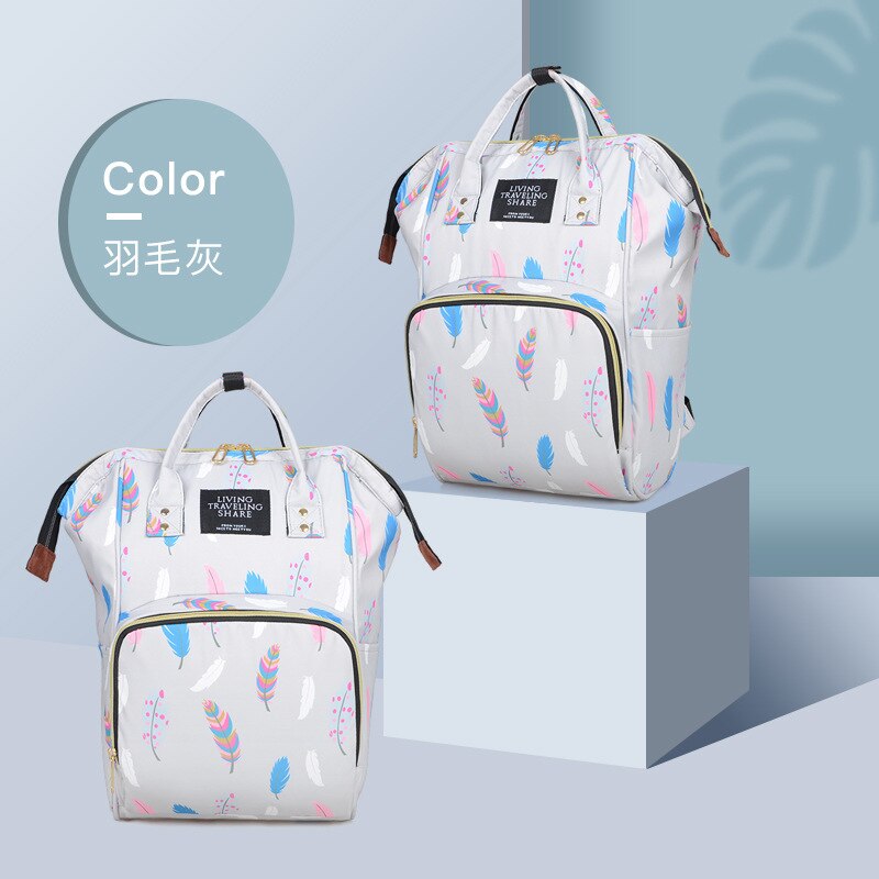 Grote-Volume Luiertas Multifunctionele Waterdichte Mama En Baby Mama Zak Verpleging Schouder Moederschap Pakket Handtas: Feather Gray