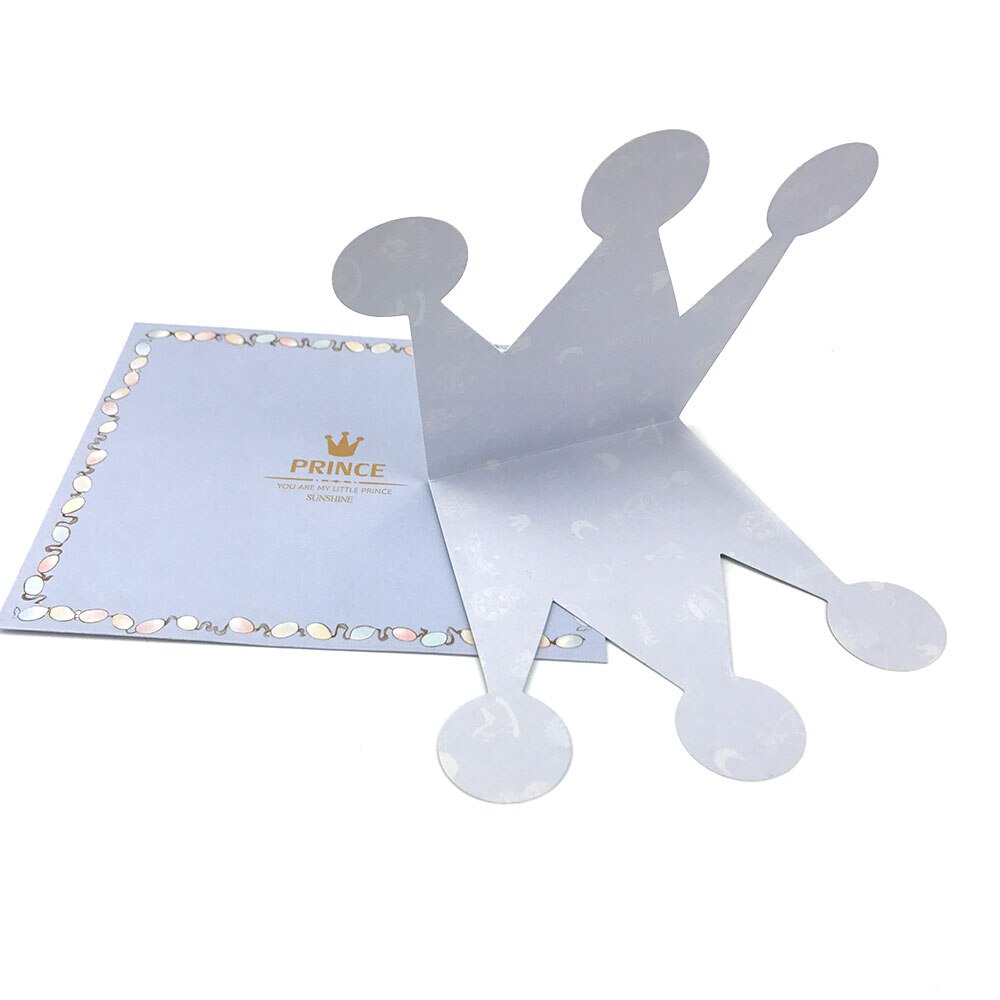 20pcs Pink Blue Prince Princess Crown Party Invitation Card Kids Birthday Party Supplies Baby Shower Thanks Card For Guests