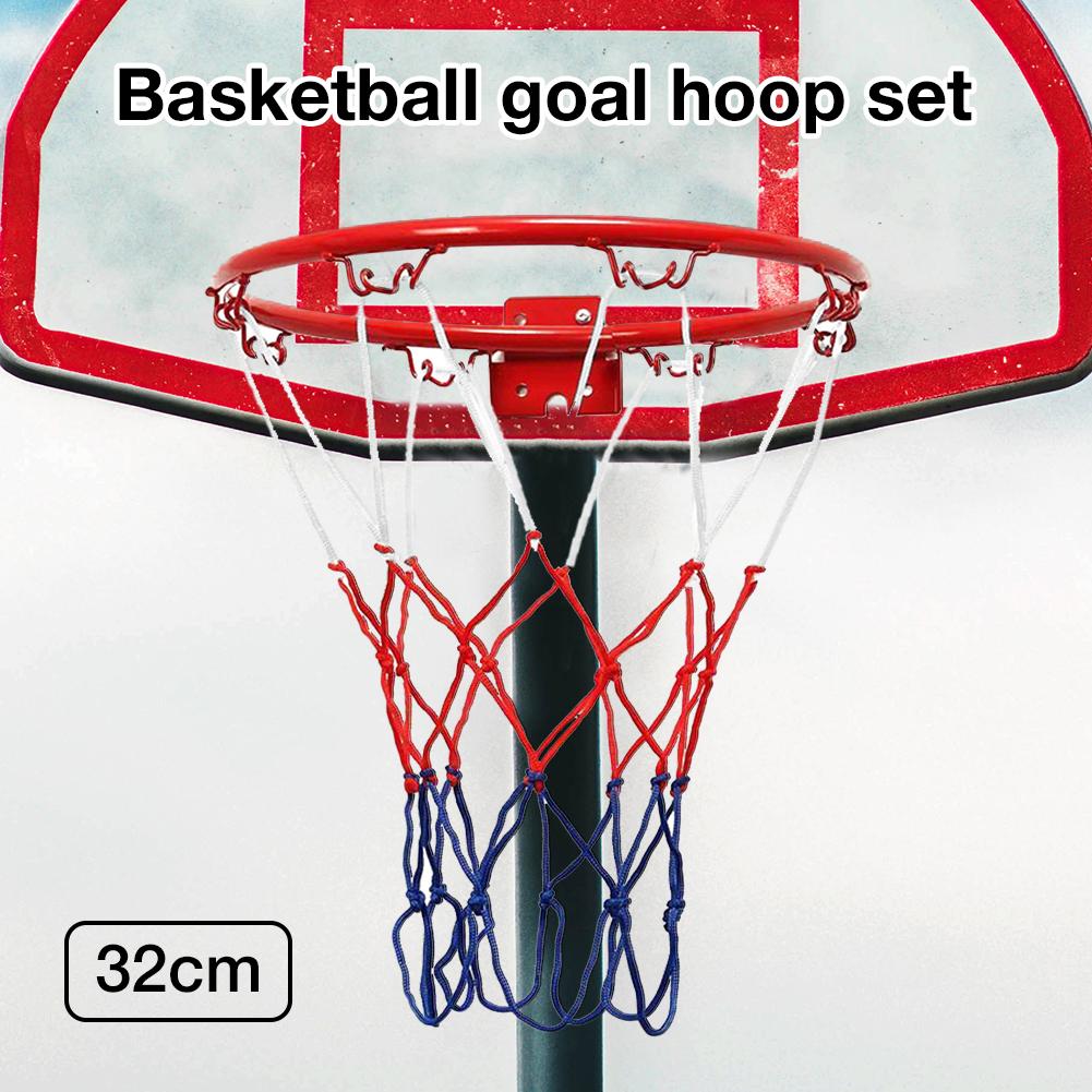 32cm hængende basketball vægmonteret mål hoop fælg net sportsnet indendørs og udendørs basketball vægmonteret hængende kurv net