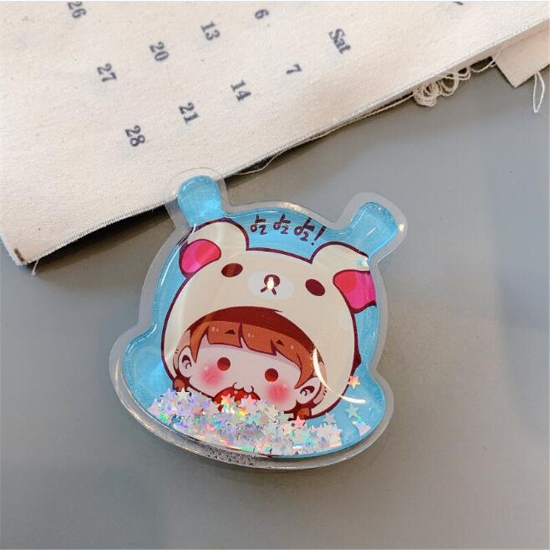 Mobile Phone Holder Stand Flower Cartoon 3D Quicksand Ring Holder For iPhone Smartphone Expanding Stand Bracket Telefoon Houder: L