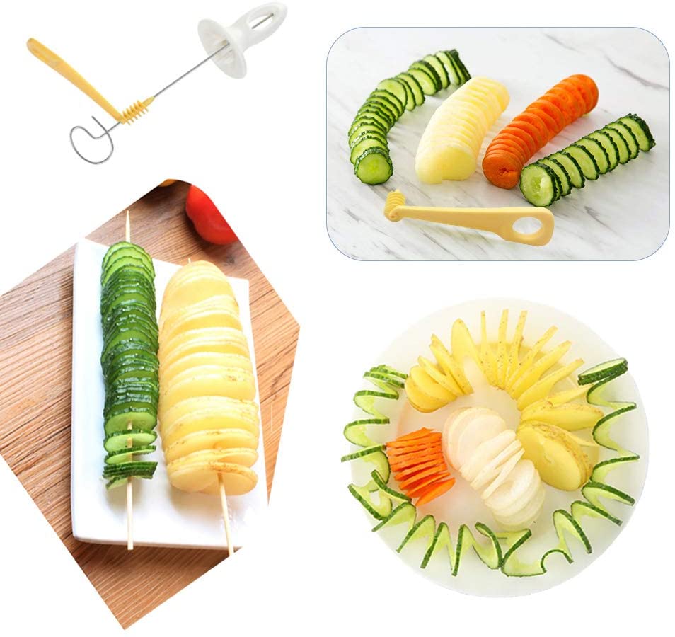 Stainless Steel Tornado Potato Spiral Slicer Handheld Vegetable Spiralizer Spiral Potato Cutter Kitchen Gadgets