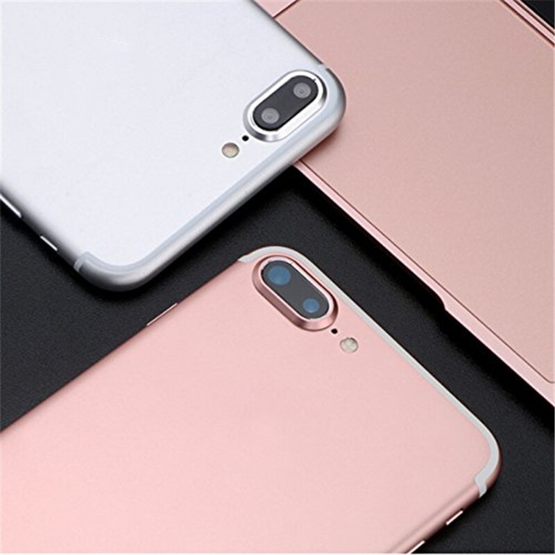 Protector de cristal templado para lente de cámara 3D, funda de anillo de lente trasera para iPhone 7/8 Plus, parachoques de anillo ovalado