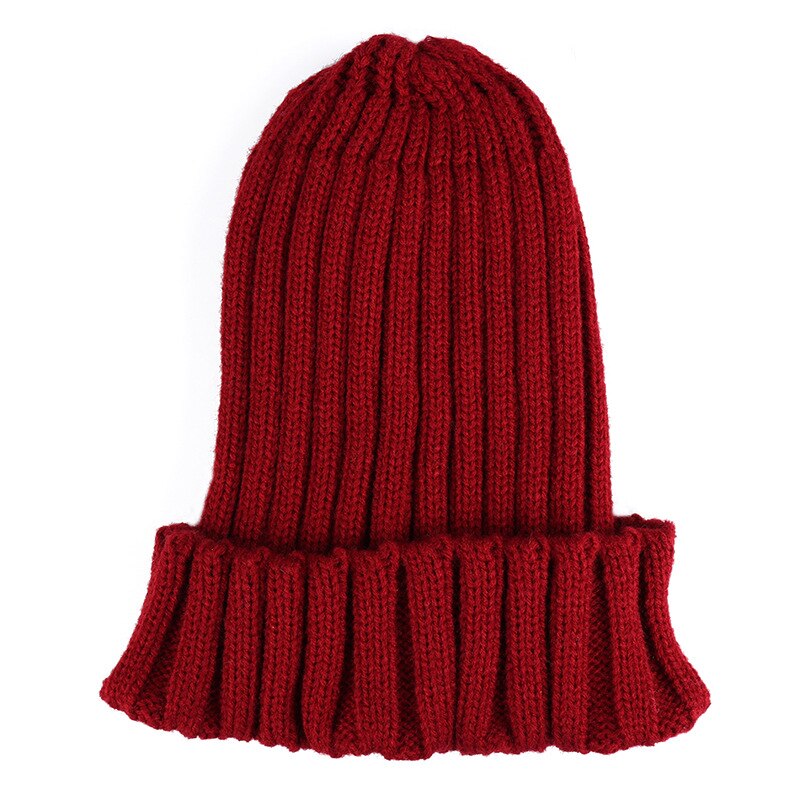 Winter Women Beanies Solid Color Soft Cotton Elastic Knitted Women Hat Girls Bonnet Female Cap: style 2 red