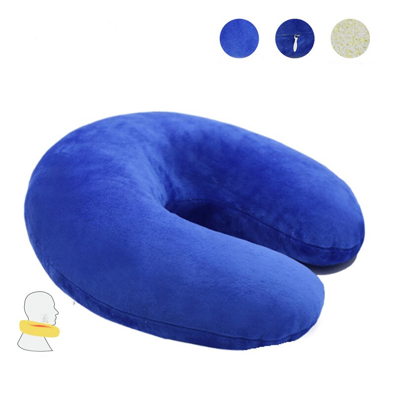 U Shape Memory Foam Kussen Reizen Vliegtuig Kussen Roze Effen Kleur U-vorm Nek Kussens Grey Rest Voor Kantoor 28X28Cm: color1