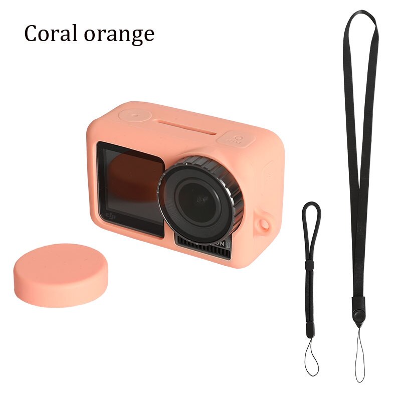 OSMO ACTION Silicone Protective Case Soft Cover + Lens Cap + Lanyard + Wrist Strap For DJI OSMO ACTION Action Camera Accessories: Orange#ff6600