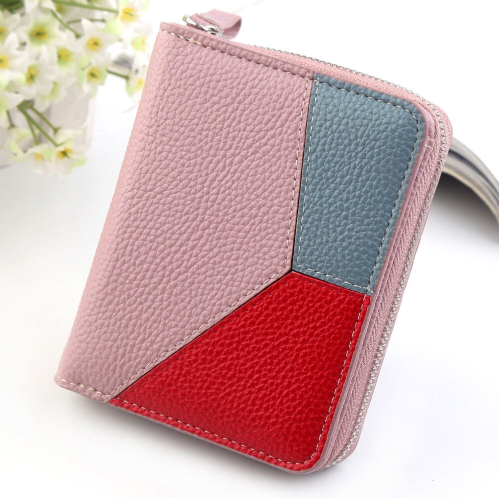 Patchwork damesportemonnees grote capaciteit leren clutch portemonnee kaarthouder portemonnee voor vrouwen mooie dames portemonnee: Lavendel