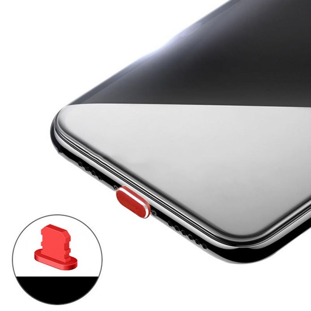 Metal skin pc oplader port anti støv stik til iphone 7 8 x 6s plus hætte stop cover telefon tilbehør universal ladestik: Rød