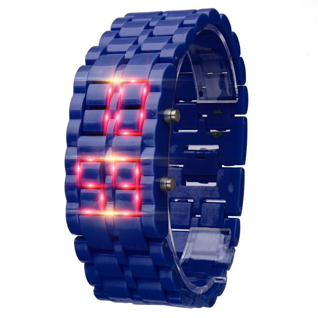 Zegarek Damski Watches Iron Samurai Metal Bracelet Lava Watch Led Digital Watches Hour Men Women Montre Homme Relogio Reloj: H