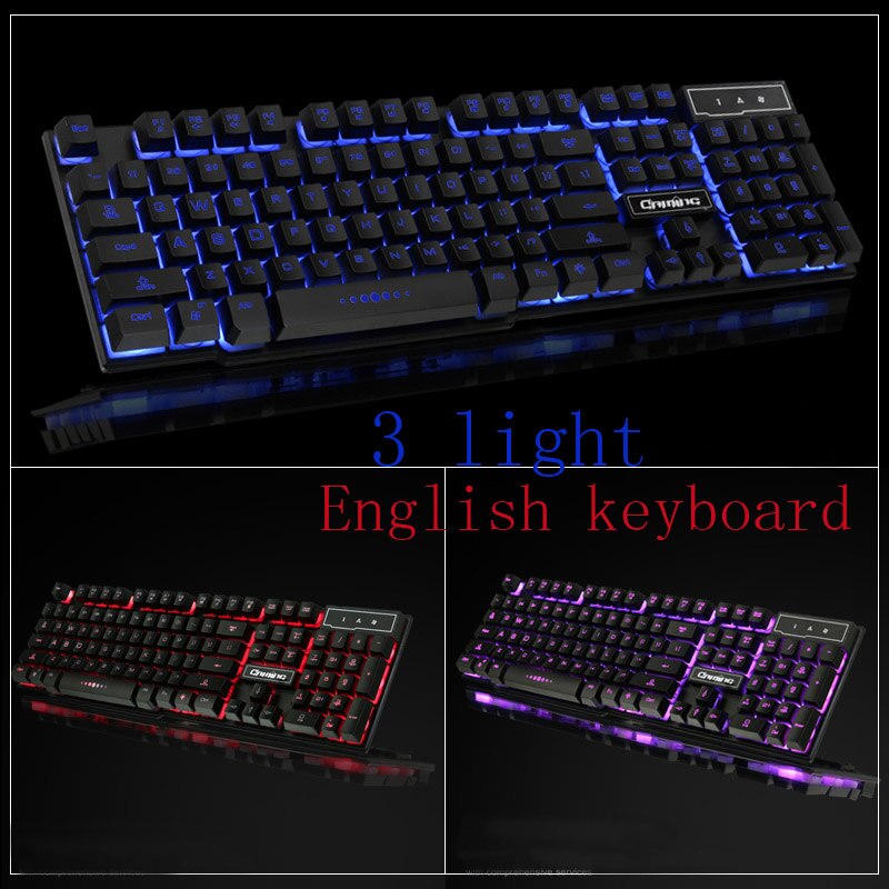DBPOWER Russisch/Englisch 3 Farbe Hintergrundbeleuchtung Spielen Tastatur Teclado Gamer Schwimm LED hinterleuchtet USB mit Ähnliche Mechanische Fühlen: Schwarz Englisch