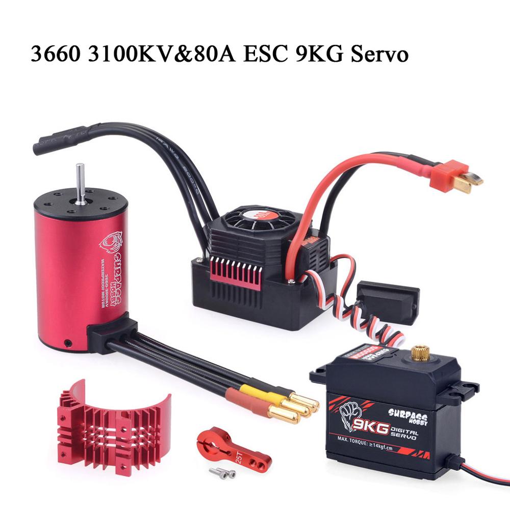 SUPERARE HOBBY 1/10 Parti di RC Impermeabile 3660 3650 F540 Brushless Motor w/Dissipatore di Calore 45A 60A 80A ESC 6KG 9KG Metal Gear 25T Braccio