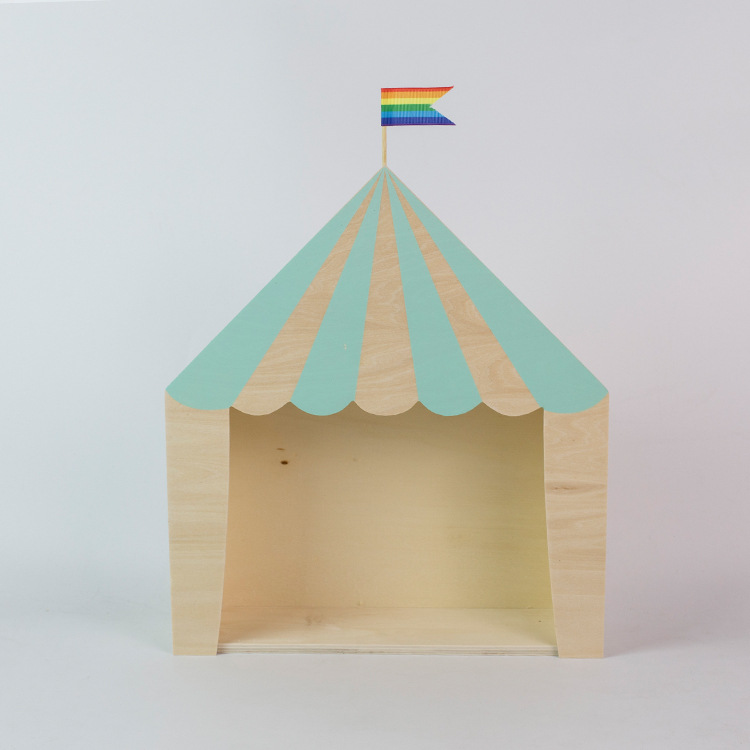 nordisch Kindergarten Holz Zirkus Kabine Haus Regal Ornamente Hängende Lagerung Kasten Kinderzimmer Dekoration Schreibtisch Zauberstab Dekor Gestell: L 30x34x9CM / Grün
